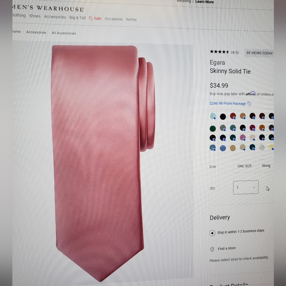 Men's Wearhouse Egara Skinny Tie in Pink